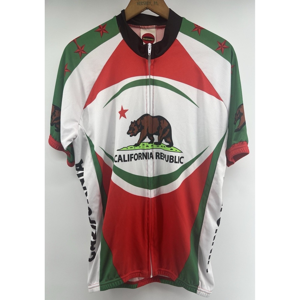 World Jerseys California Republic Cycling Jersey Mens XL Short Sleeved Full Zip
